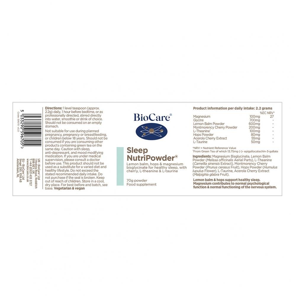 BioCare Sleep NutriPowder 70g by BioCare