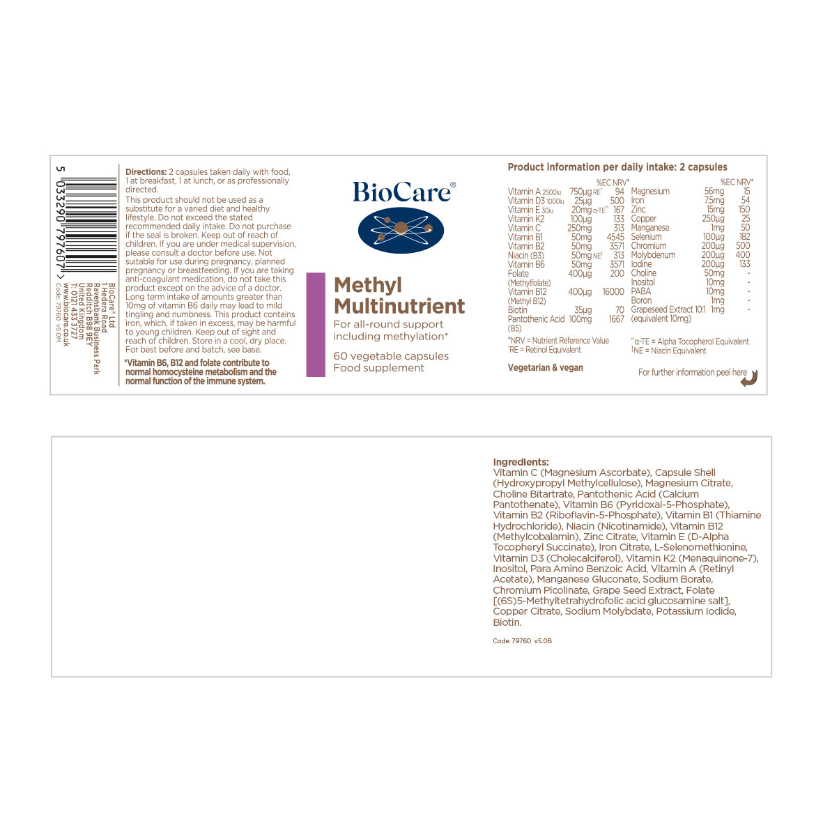 BioCare  Methyl Multinutrient 60's