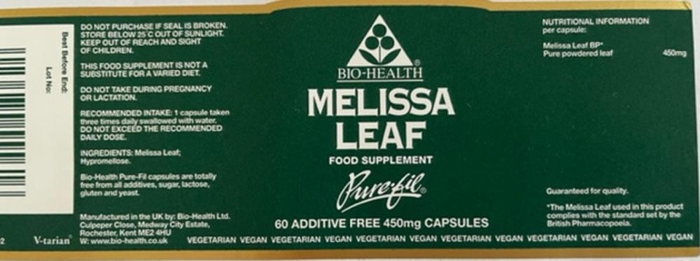Bio-Health  Melissa Leaf 60's
