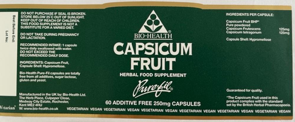 Bio - Health Capsicum Fruit 60's by Bio - Health