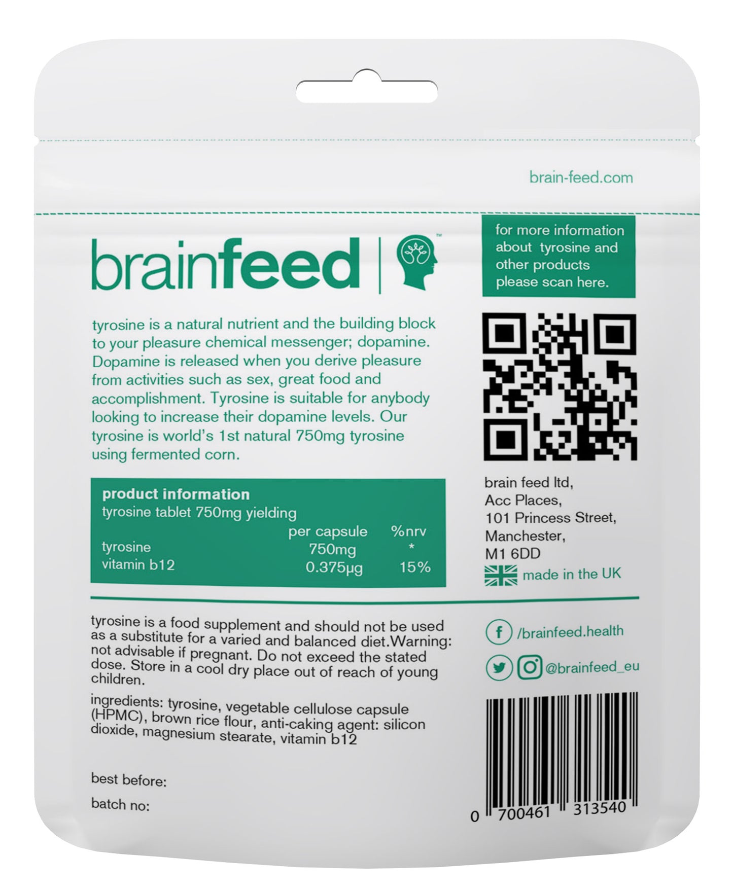 brainfeed  Dopamine Precursor Tyrosine 60's