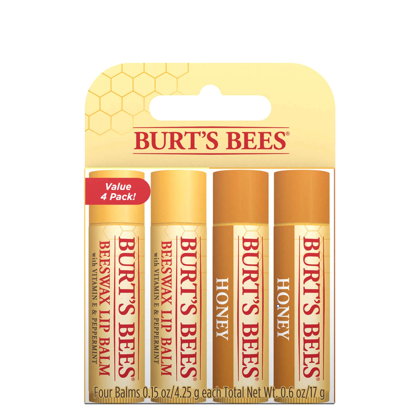 Burts Bees  Beeswax & Honey Lip Balm 4 Pack