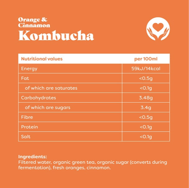 Booyah Vitality  Kombucha Orange & Cinnamon 330ml SINGLE BOTTLE