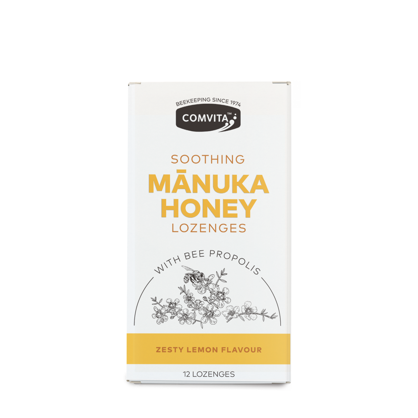 Comvita  Soothing Manuka Honey Lozenges with Bee Propolis & Zesty Lemon Flavour 12's