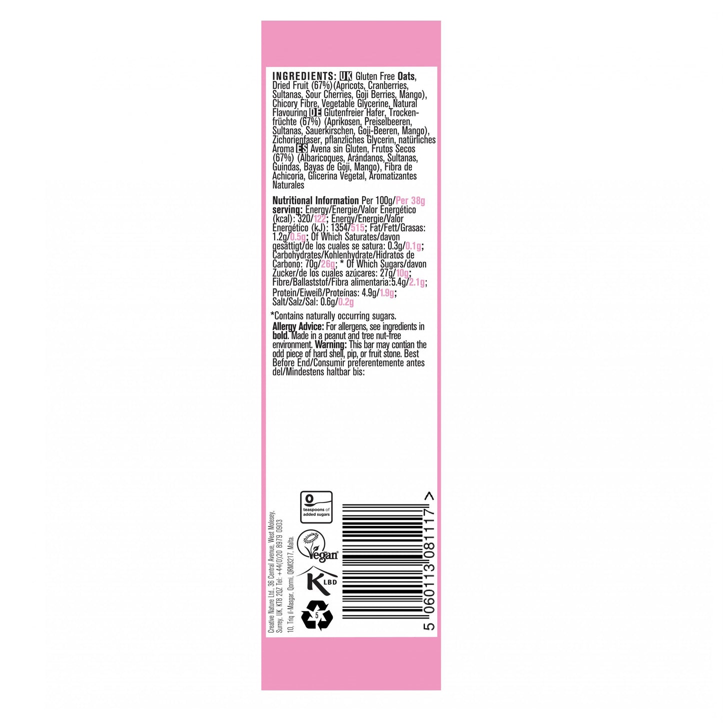 Creative Nature  Bursting Berry Blend Bar 38g SINGLE