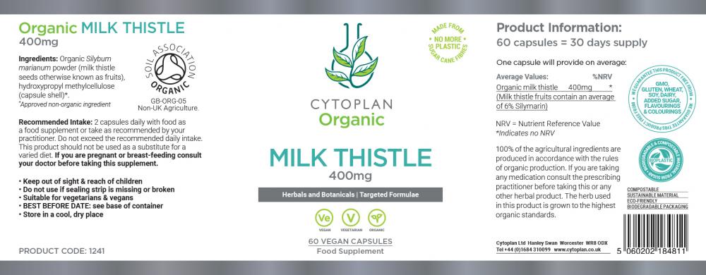 Cytoplan  Organic Milk Thistle 400mg 60's