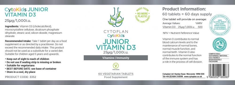 Cytoplan  Junior Vitamin D3 60's