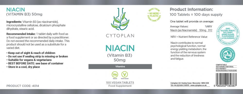 Cytoplan  Niacin (Vitamin B3) 50mg 100's