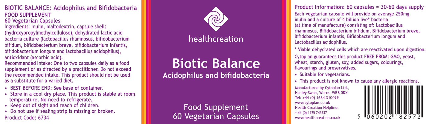 Cytoplan  Health Creation Biotic Balance 60's