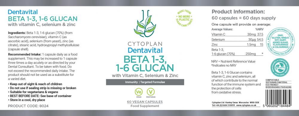 Cytoplan  Dentavital Beta 1-3, 1-6 Glucan 60's