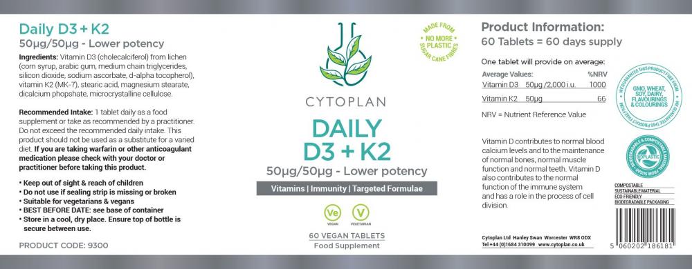 Cytoplan  Daily D3 + K2 60's