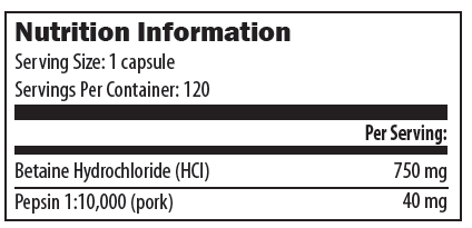 Designs For Health  Betaine HCl with Pepsin 120's