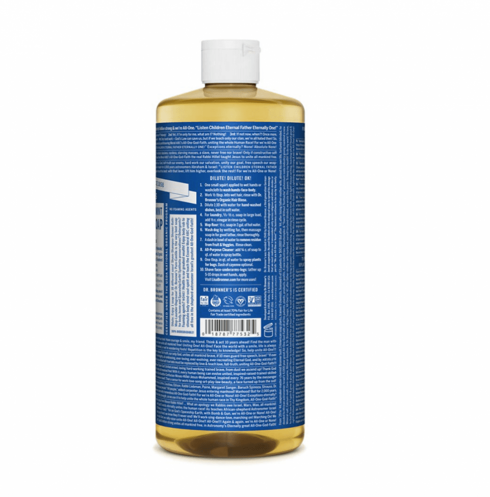 Dr Bronner's Magic Soaps Peppermint All - One Magic Soap 945ml by Dr Bronner's Magic Soaps