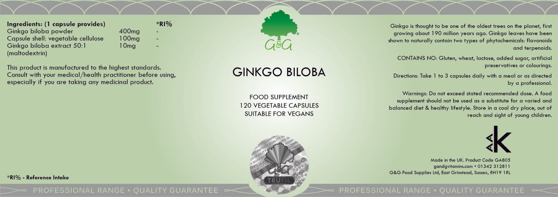 G&G Vitamins Ginkgo Biloba 400mg 120's by G&G Vitamins