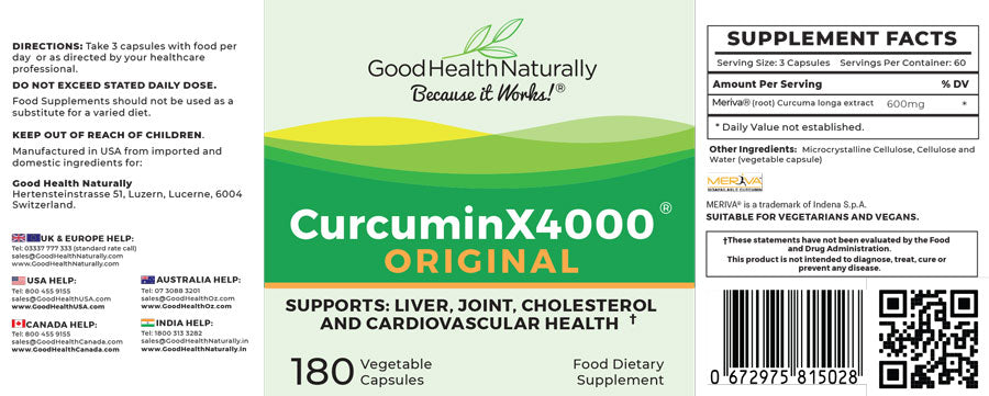 Good Health Naturally  Curcumin X4000 Original 180's