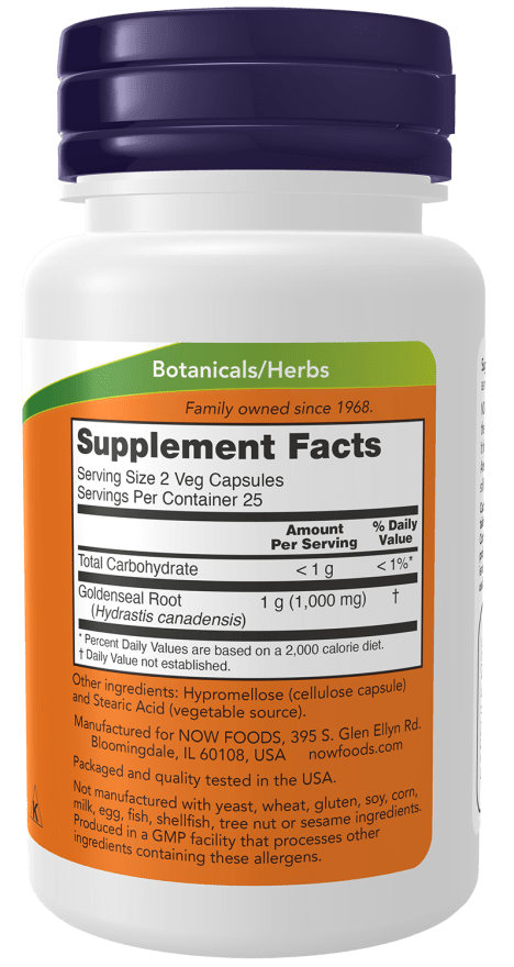 Goldenseal Root 50 capsules with hydrastis canadensis - now® by Now Foods