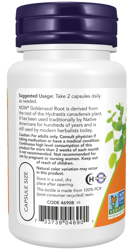 Goldenseal Root 50 capsules with hydrastis canadensis - now® by Now Foods