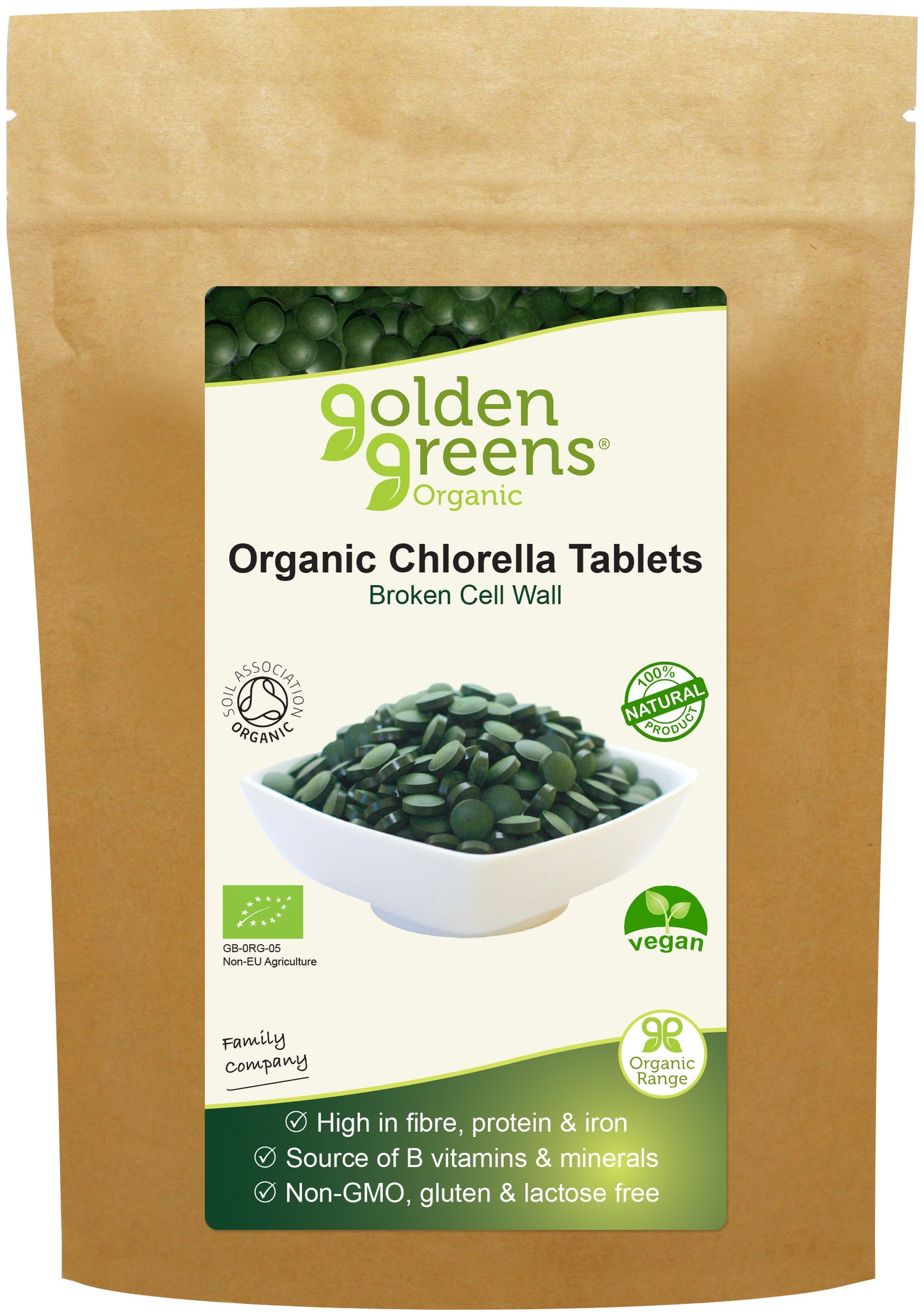 Golden Greens (Greens Organic)  Organic Chlorella Tablets 450's