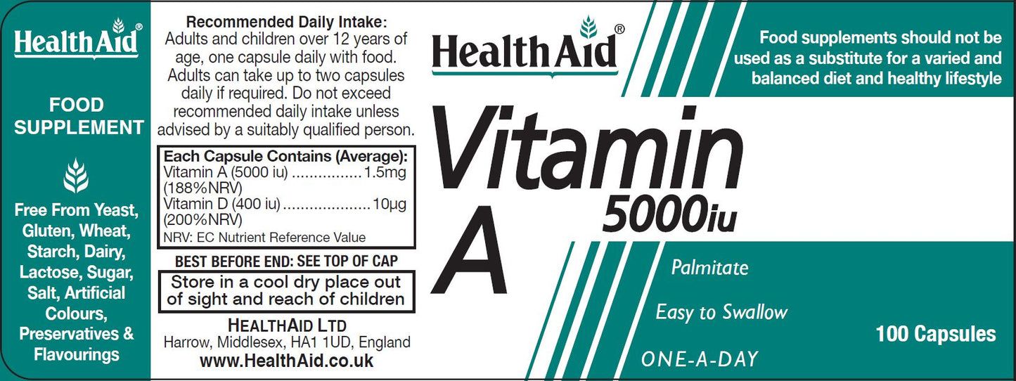 Health Aid  Vitamin A 5000iu  100's