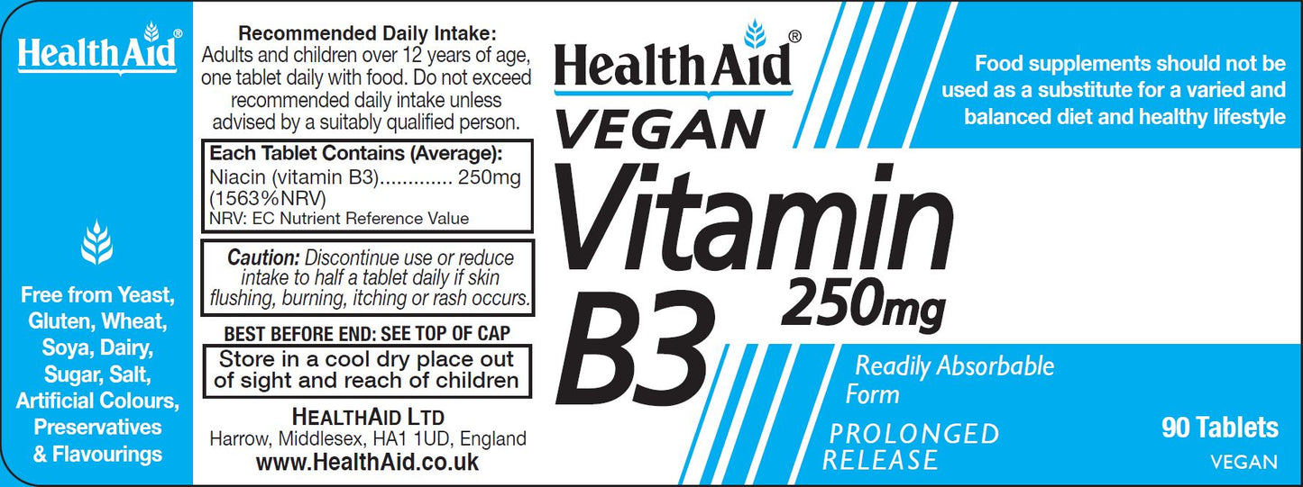 Health Aid  Vegan Vitamin B3 250mg 90's
