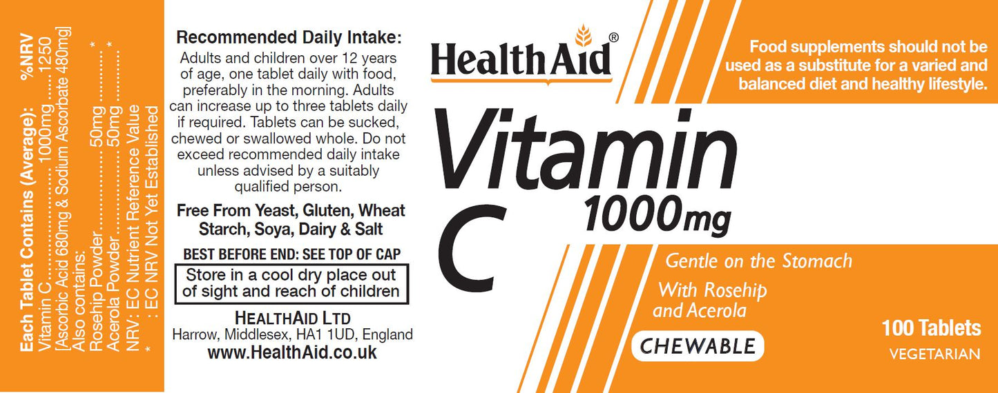 Health Aid  Vitamin C 1000mg Chewable 100's