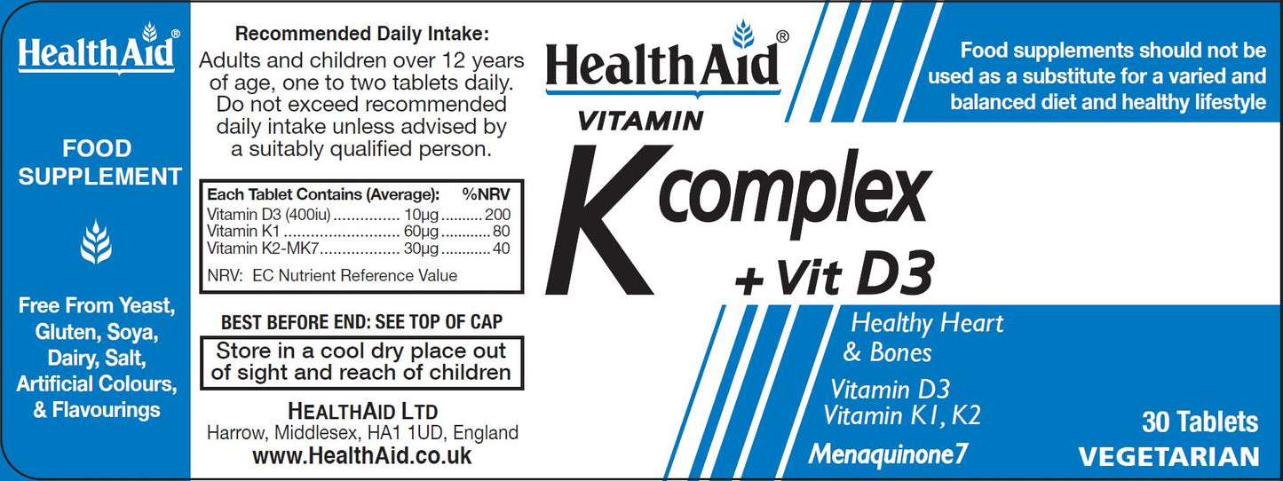 Health Aid  Vitamin K Complex + Vit D3 30's