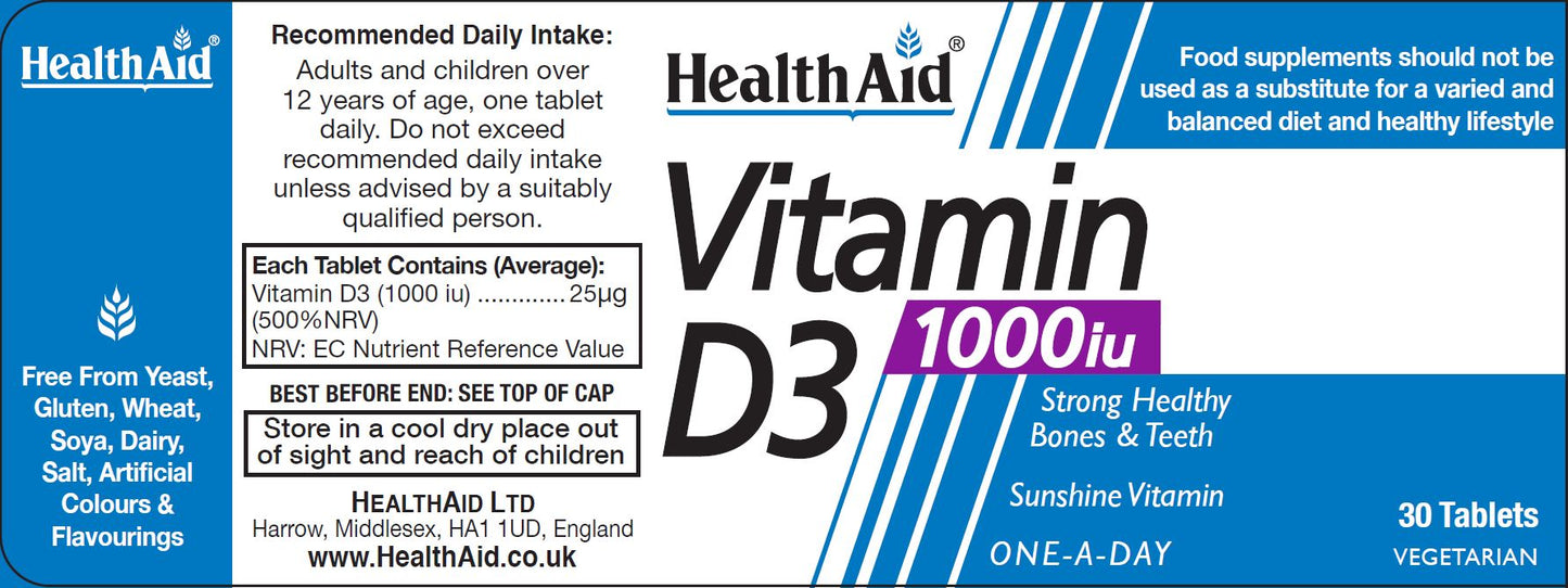 Health Aid  Vitamin D3 1000iu 30's