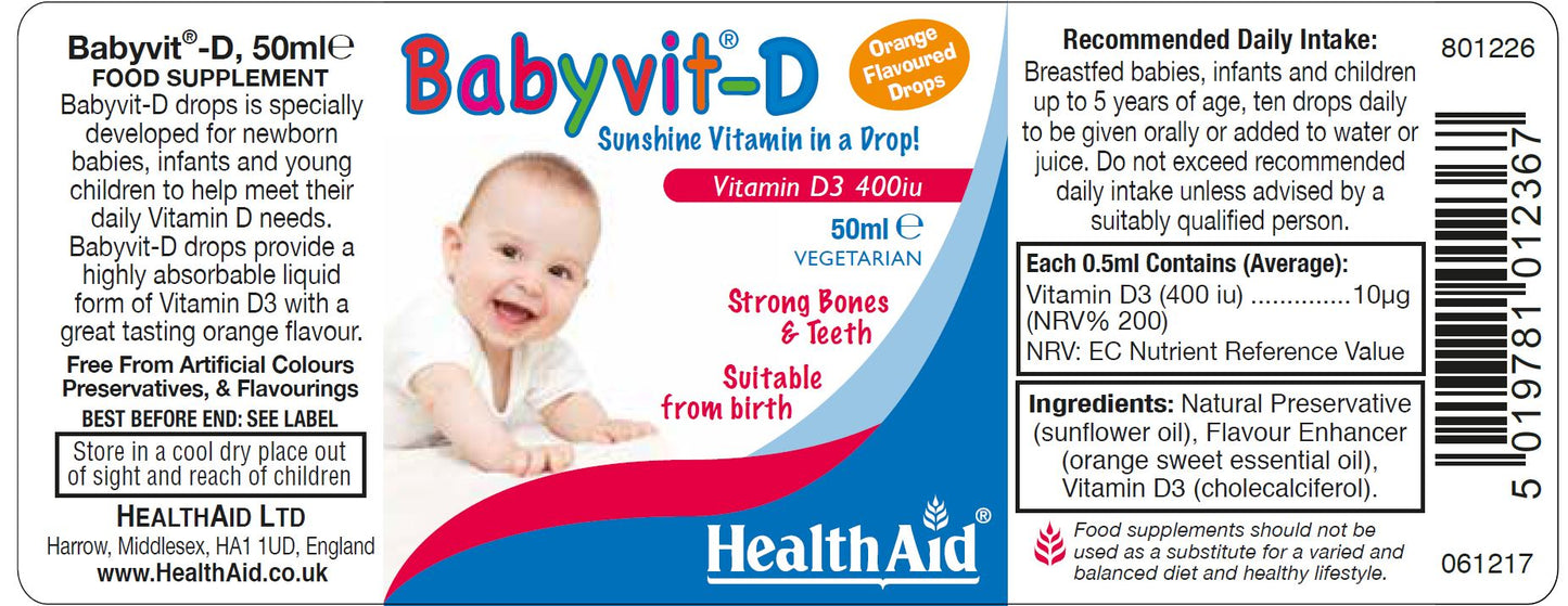 Health Aid  Babyvit-D Vitamin D 400iu 50ml