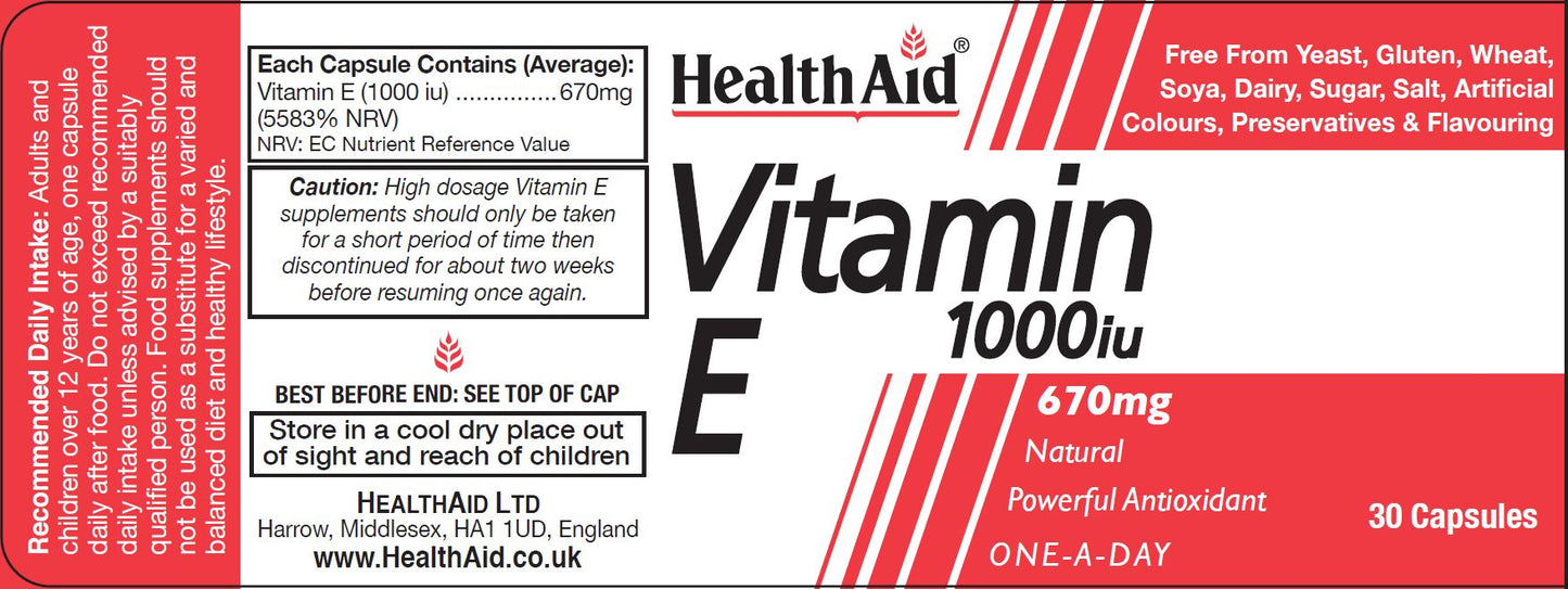 Health Aid  Vitamin E 1000iu 30's