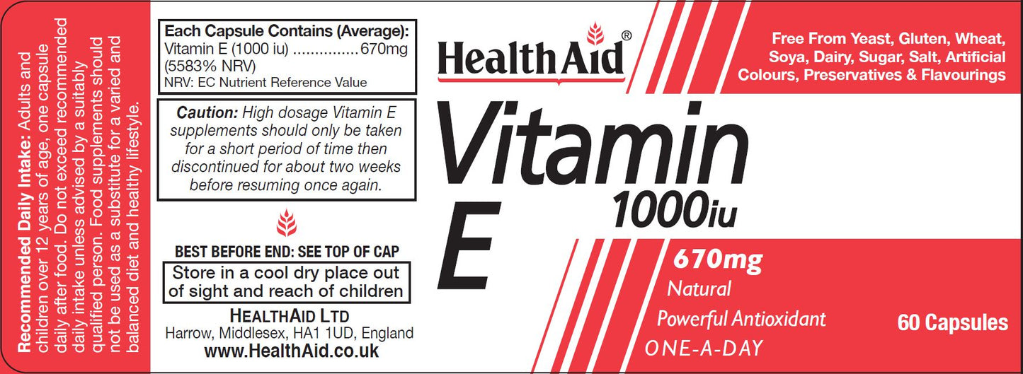 Health Aid  Vitamin E 1000iu 60's