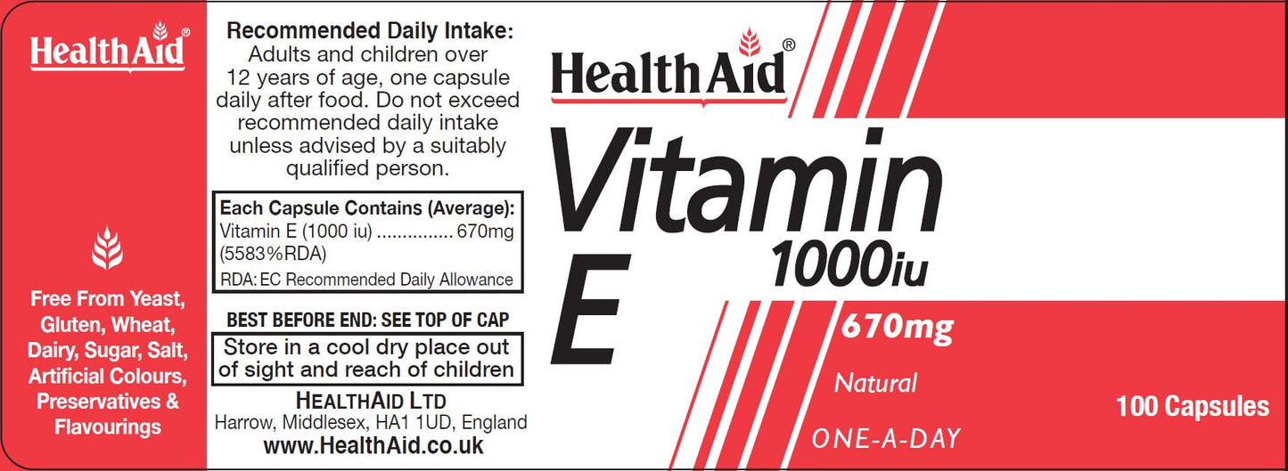 Health Aid  Vitamin E 1000iu 100's