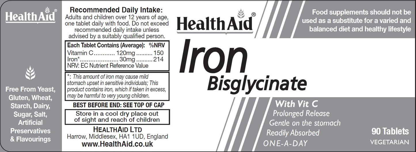 Health Aid  Iron Bisglycinate  90's