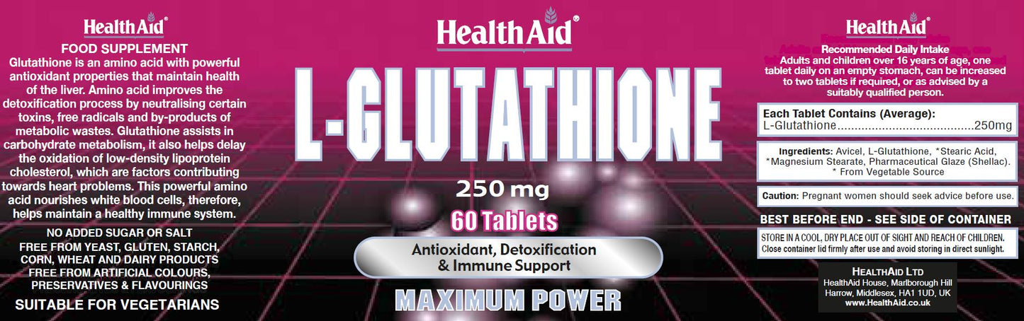 Health Aid  L-Glutathione 250mg 60's