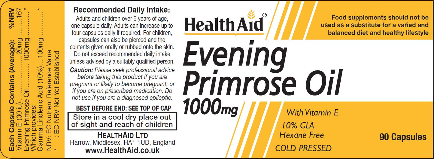 Health Aid  Evening Primrose Oil 1000mg  90's