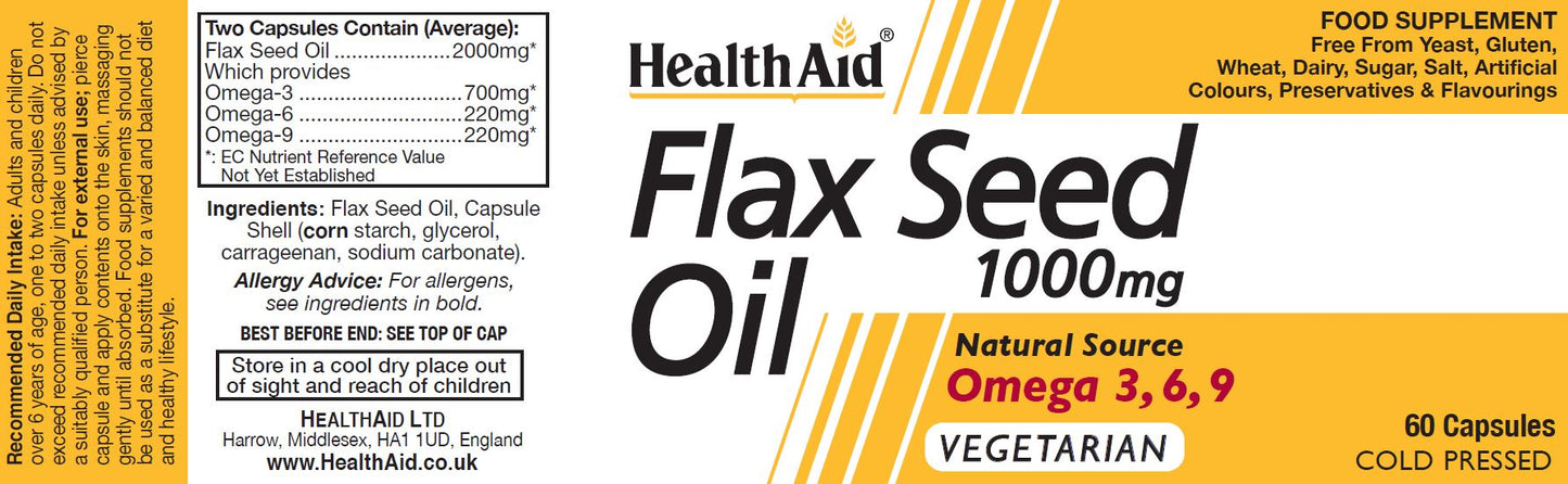 Health Aid  Flaxseed Oil 1000mg  60's