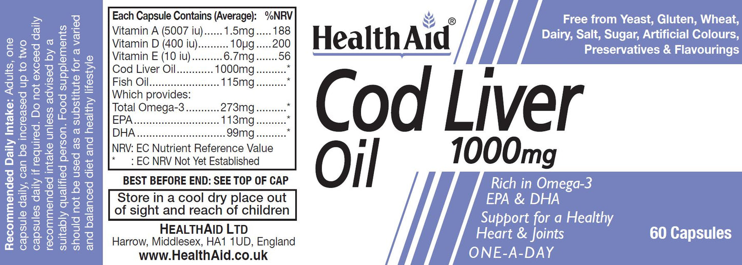 Health Aid  Cod Liver Oil 1000mg  60's