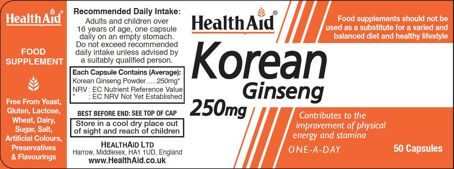 Health Aid  Korean Ginseng 250mg  50's