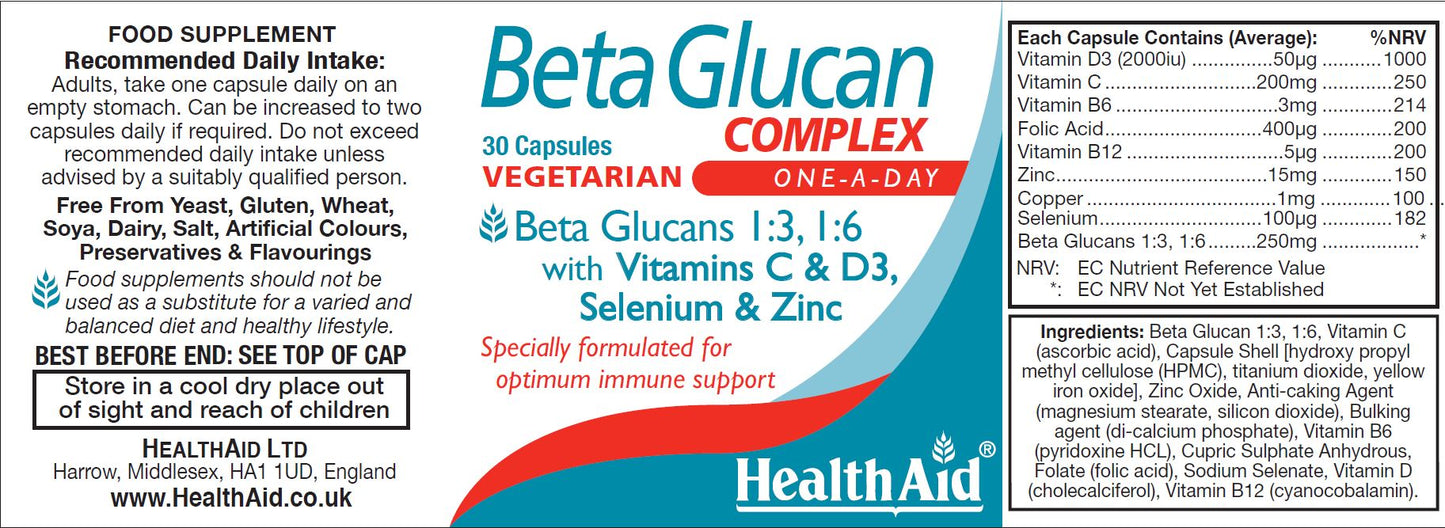 Health Aid  Beta-Glucan Complex 30's