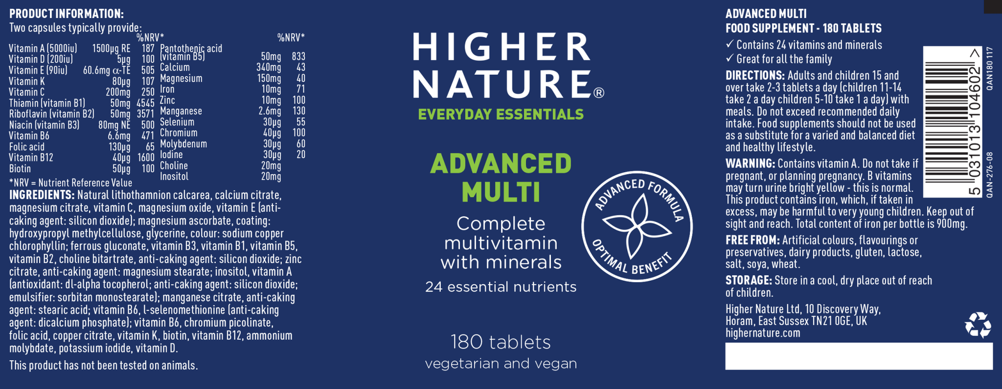 Higher Nature Advanced Multi 180's by Higher Nature