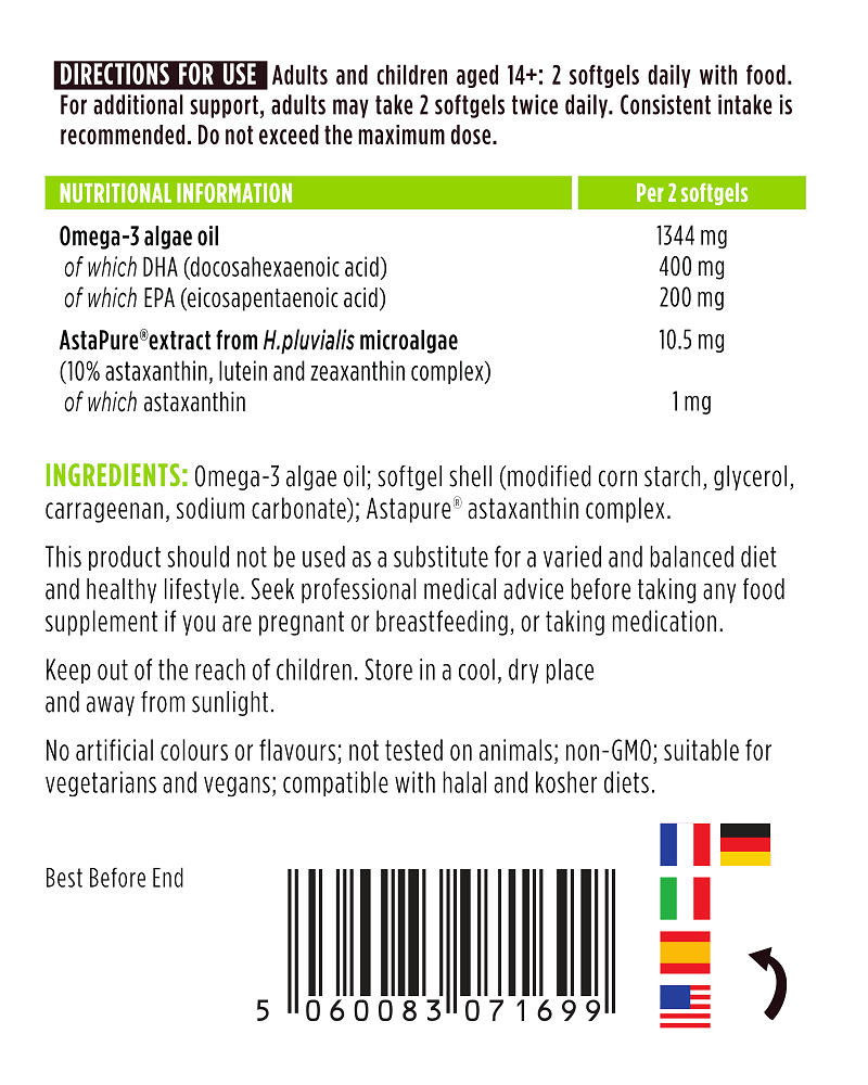 Igennus  Pure & Essential Concentrated Vegan Omega-3 & Astaxanthin 180’s