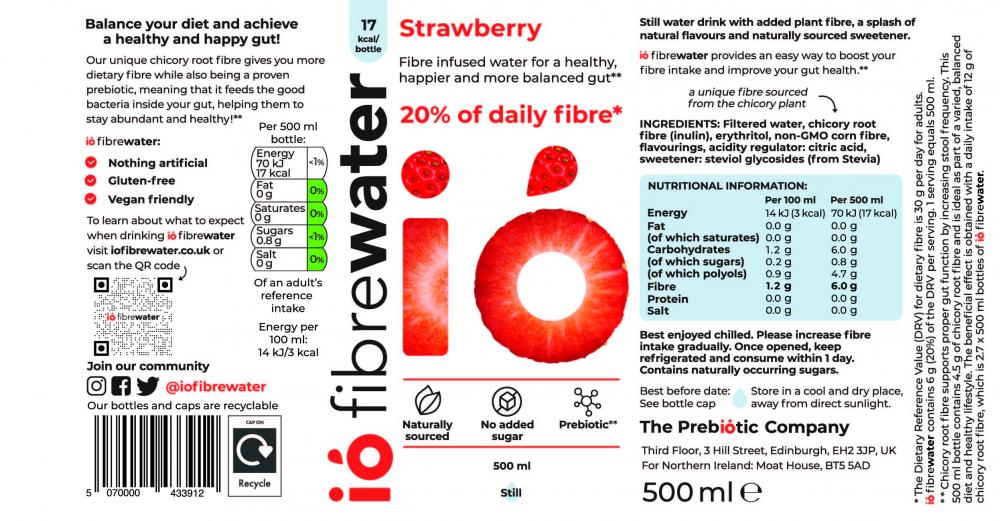 ió fibrewater  ió fibrewater Strawberry 500ml SINGLE