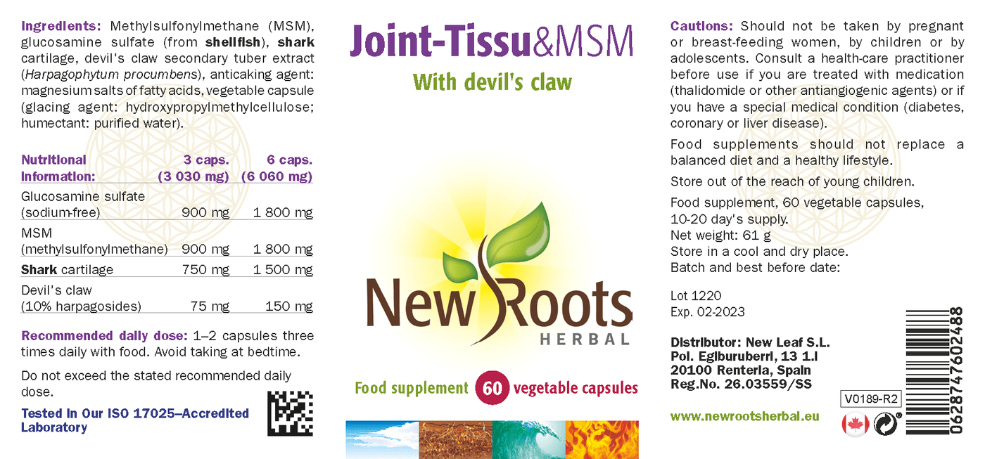 Joint - Tissu MSM & PEA (60 capsules) - New Roots Herbal by New Roots Herbal