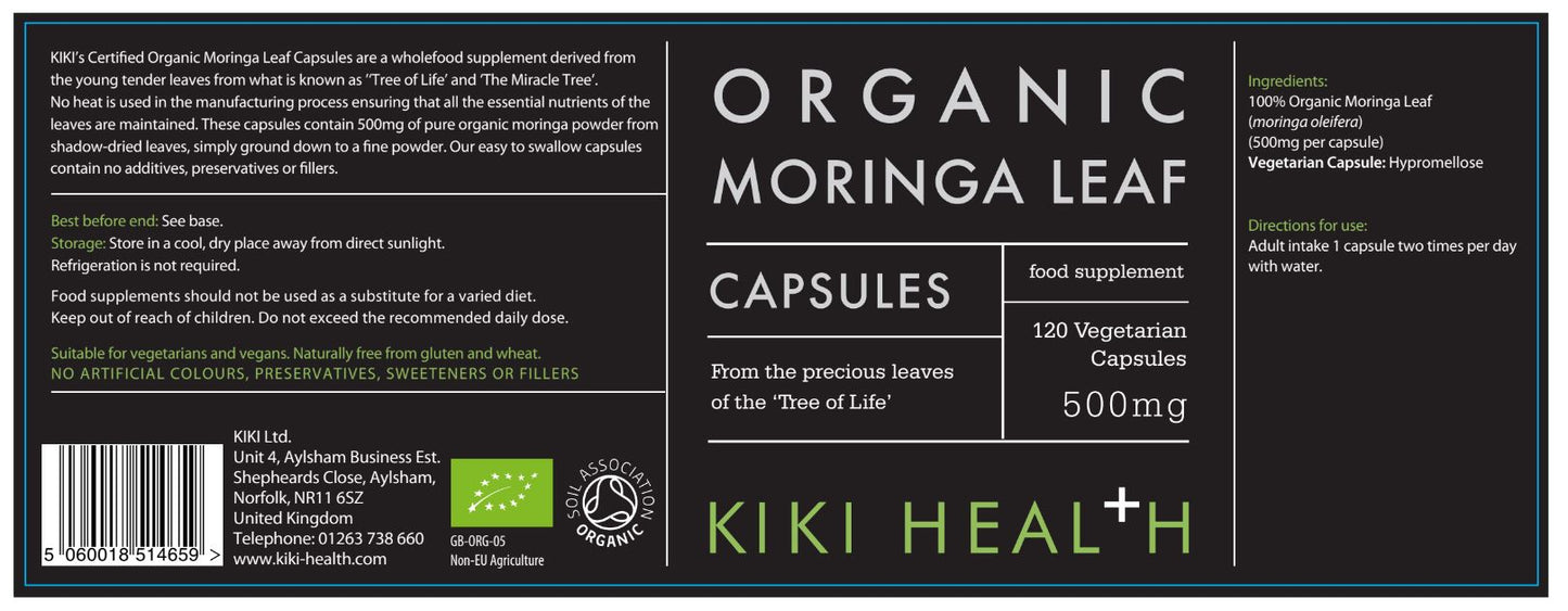 Kiki Health  Organic Moringa Leaf Capsules 120's