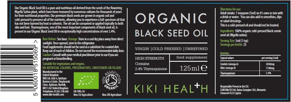 Kiki Health  Organic Black Seed Oil 125ml