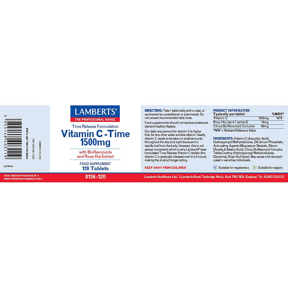 Lamberts  Vitamin C - Time 1500mg 120's