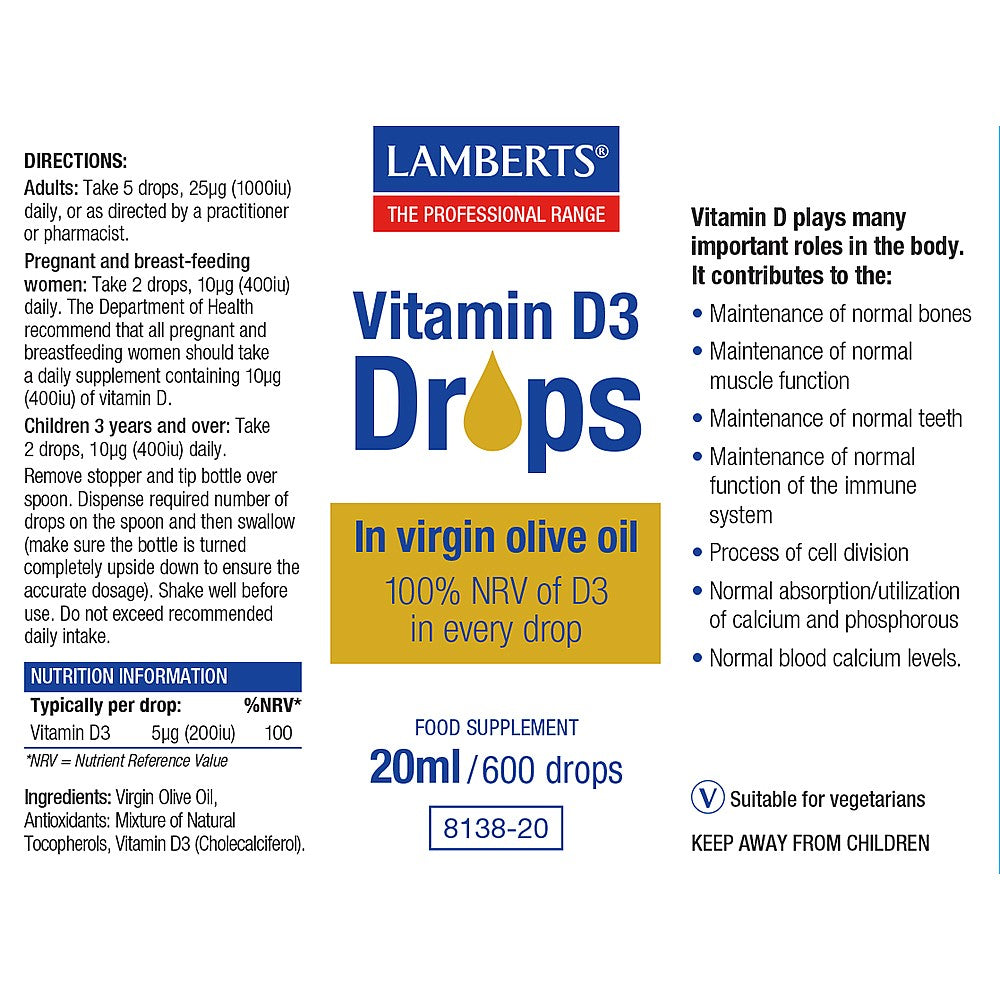 Lamberts  Vitamin D3 Drops 20ml