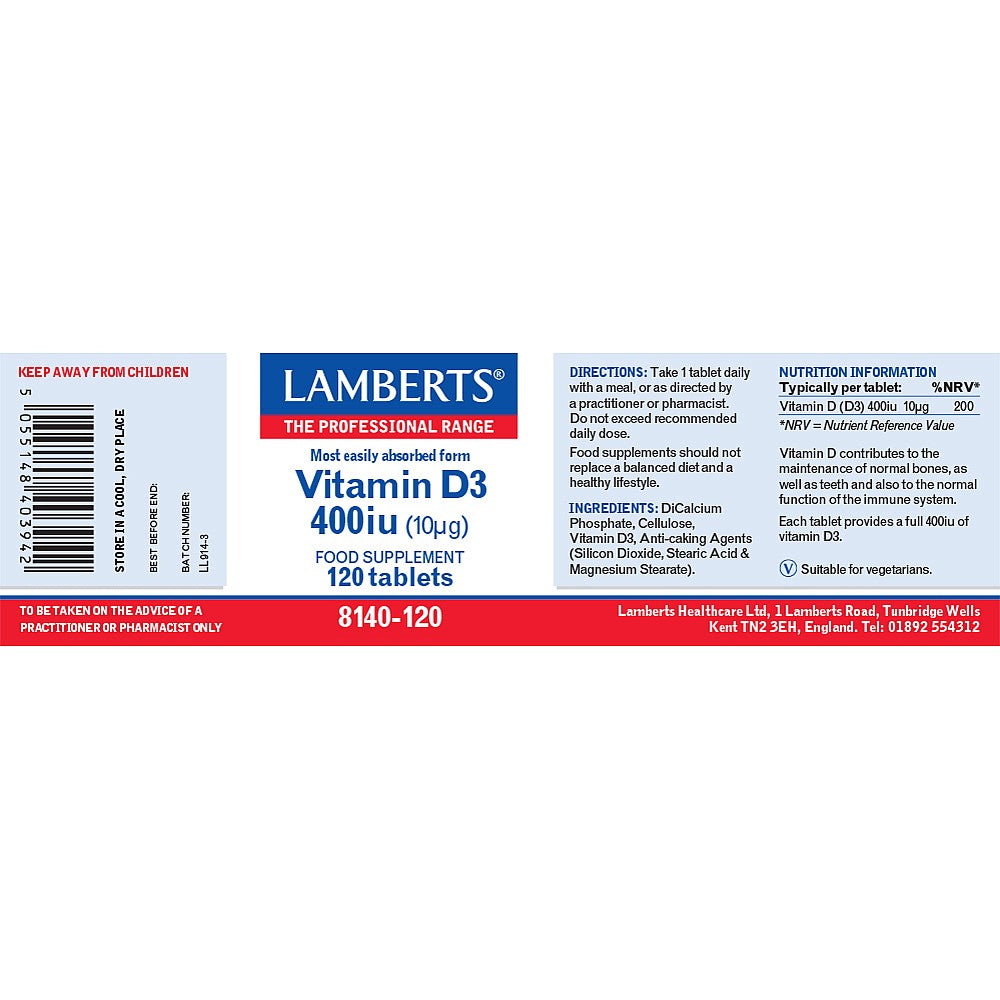 Lamberts  Vitamin D3 400iu 120's