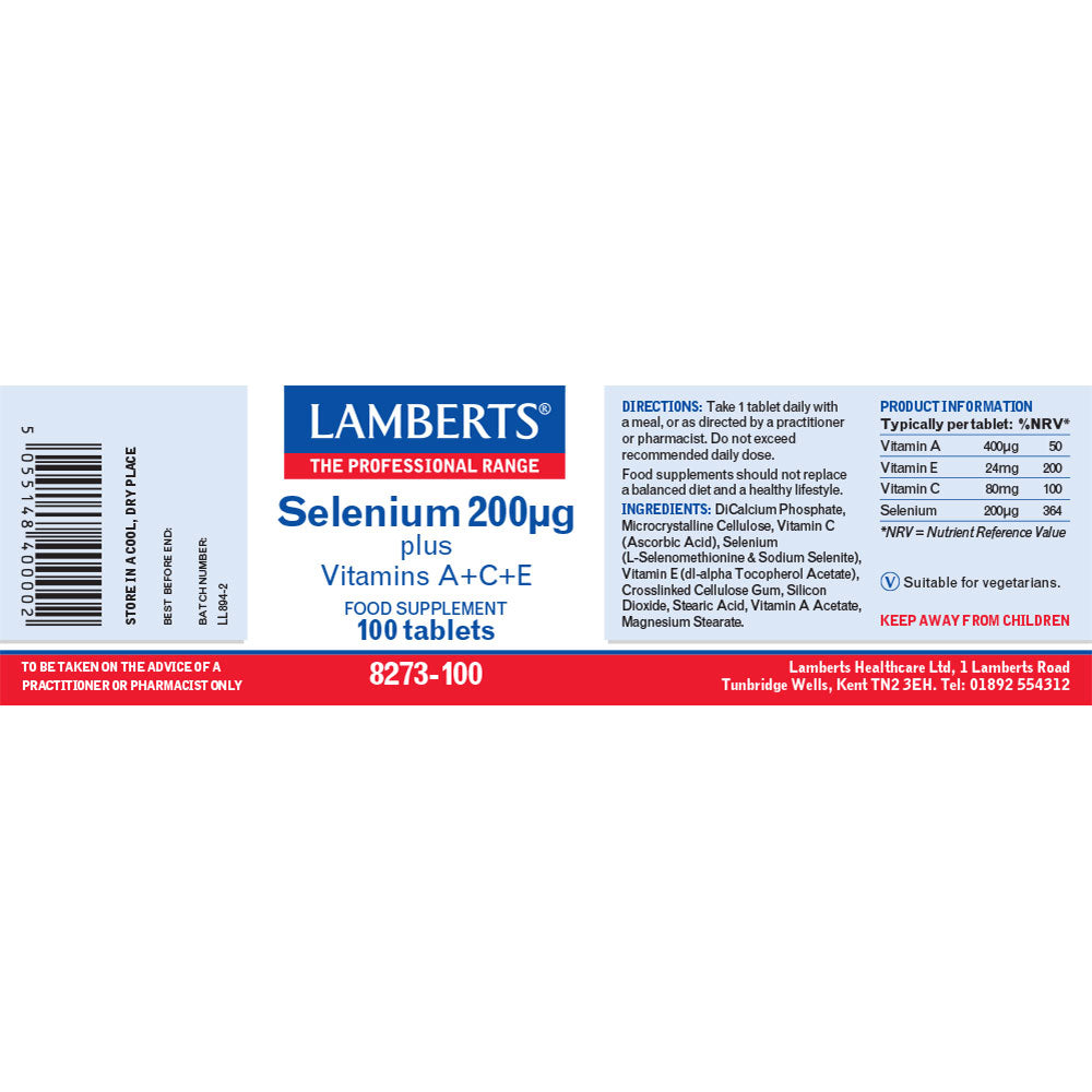 Lamberts  Selenium 200ug plus Vitamins A+C+E 100's