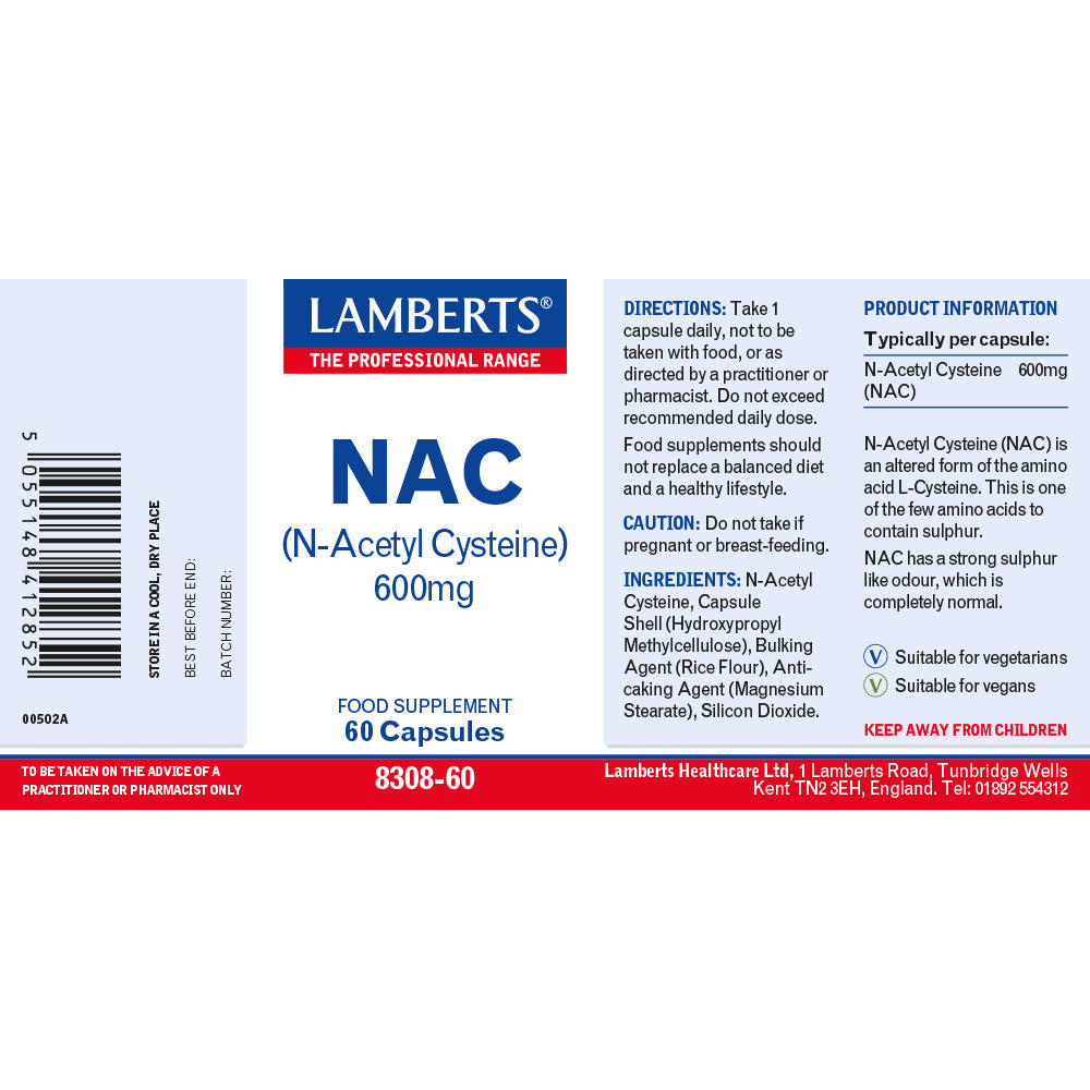 Lamberts  NAC N-Acetyl Cysteine 600mg 60's