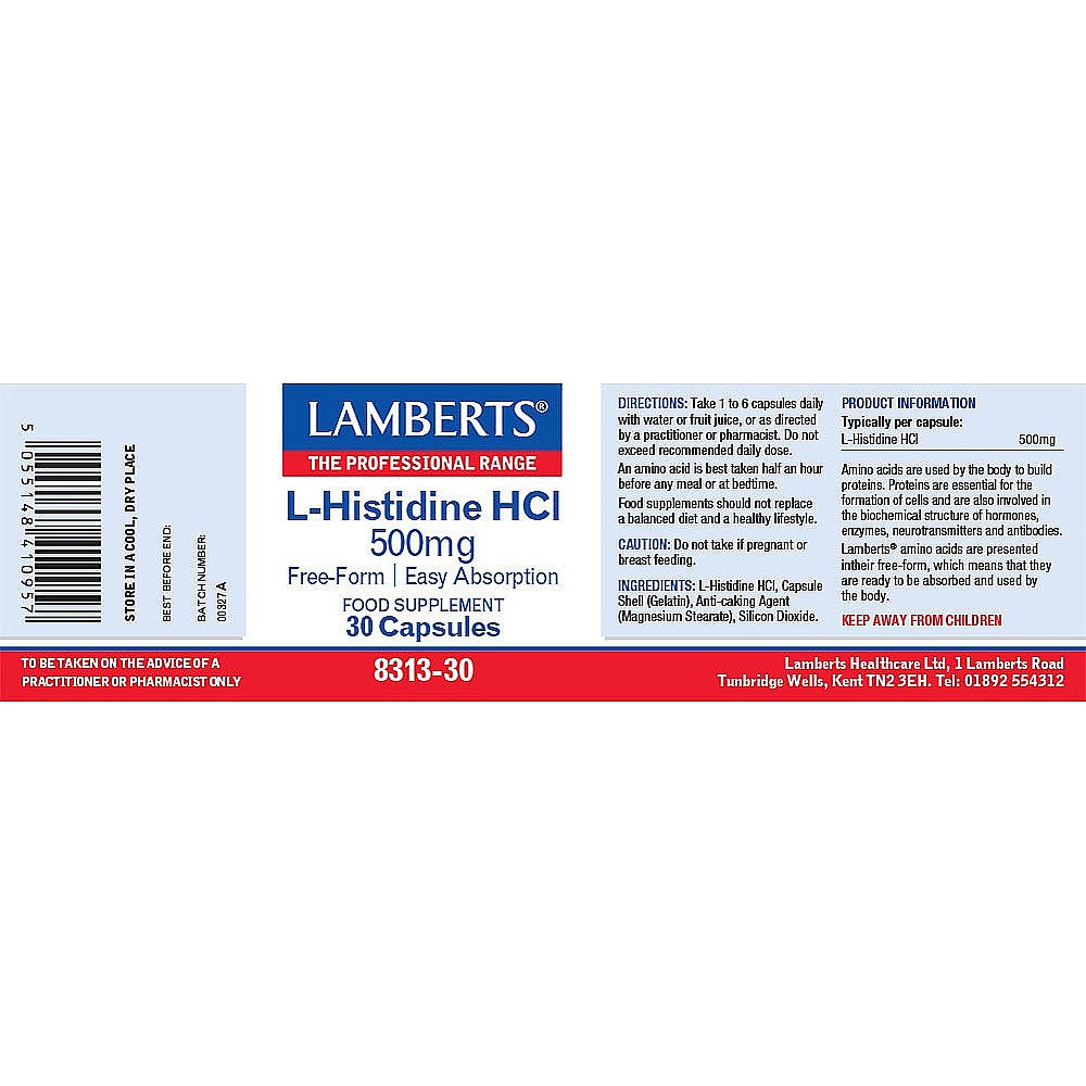 Lamberts  L-Histidine HCL 500mg 30's